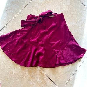 Burgundy Satin Skirt-Medium